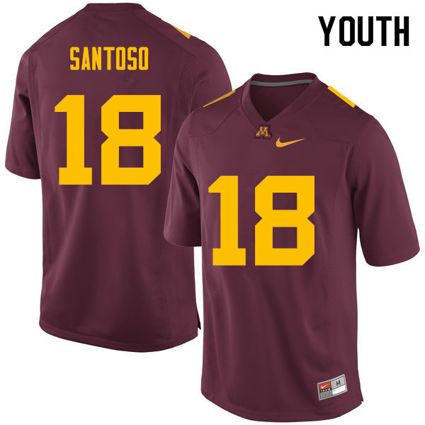 Youth #18 Ryan Santoso Minnesota Golden Gophers College Football Jerseys Sale-Maroon - Click Image to Close